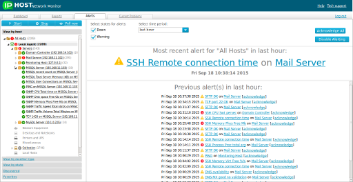 Alerts Tab in Web Interface